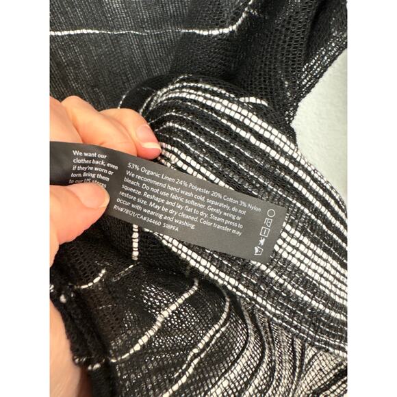 Eileen Fisher Black Illusion Organic Linen Mesh Bateau Neck Top Small - Picture 4 of 6